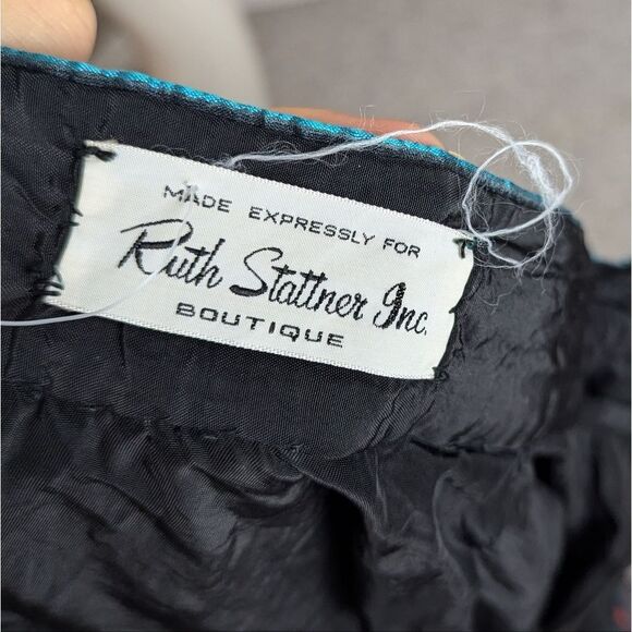 Vintage 1960s Ruth Statner Sheer Stripe Maxi Skirt Blue Red Black Lined High Wai - Picture 4 of 11